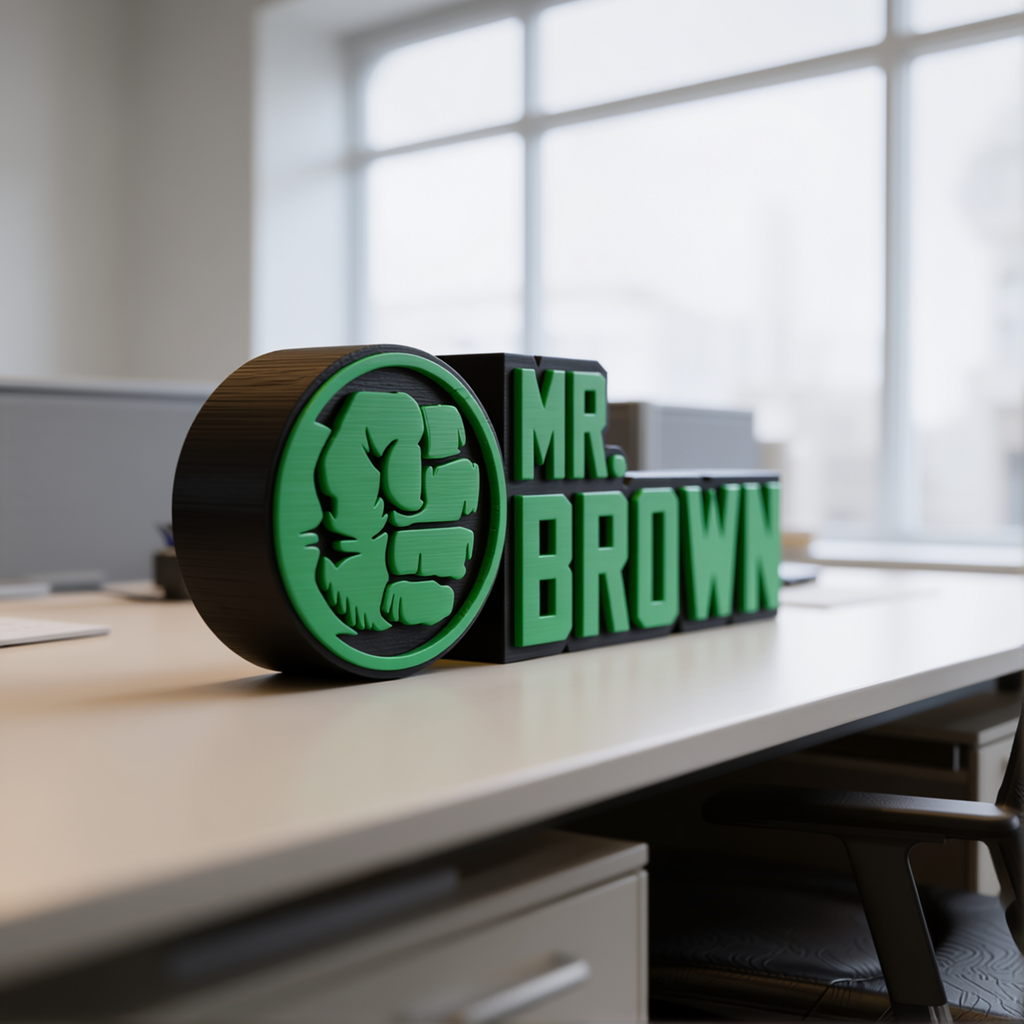 Personalized Hulk Desk Name Plate