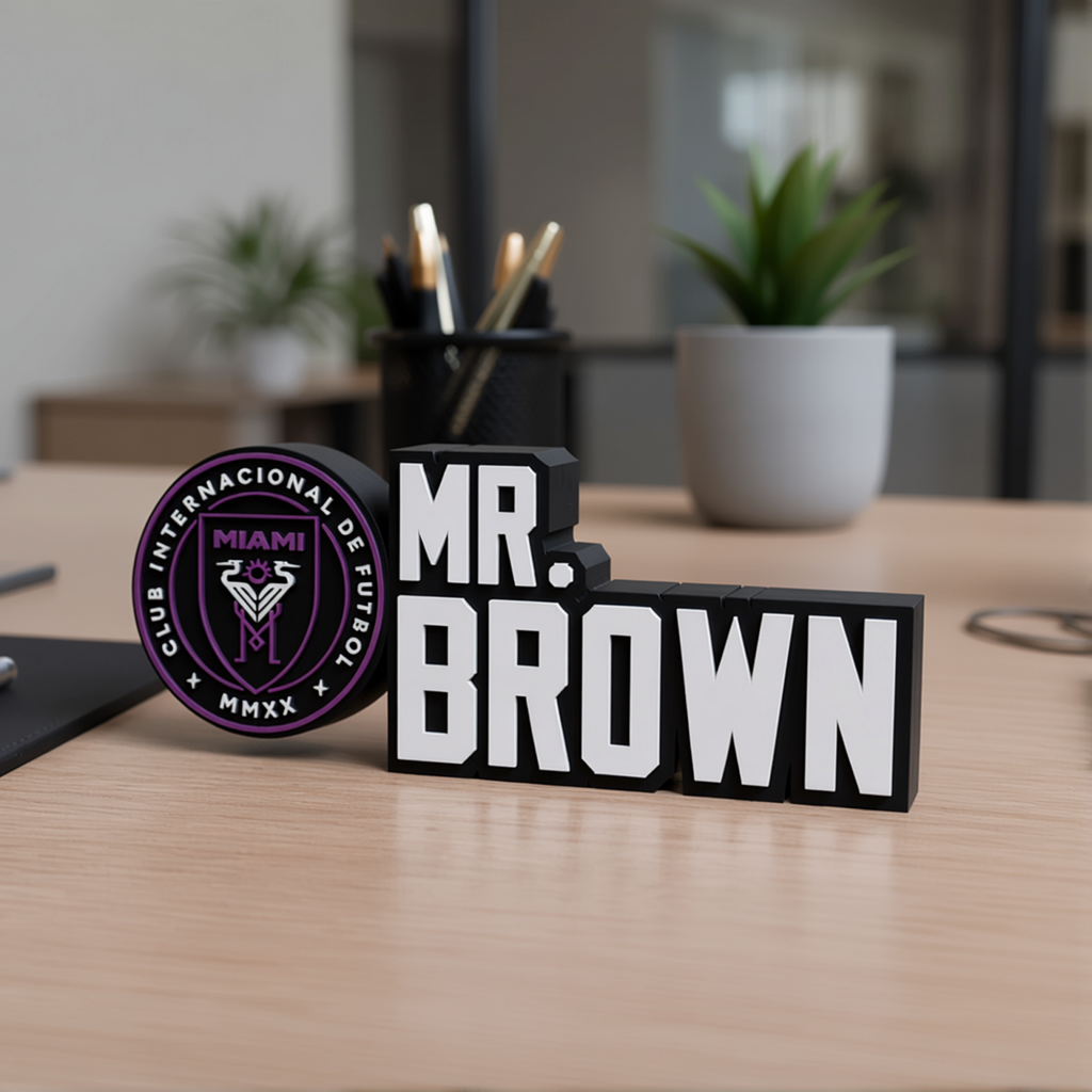Personalized Inter Miami Soccer Desk Name Plate