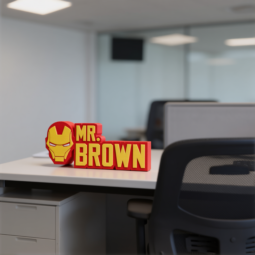 Personalized Iron Man Desk Name Plate