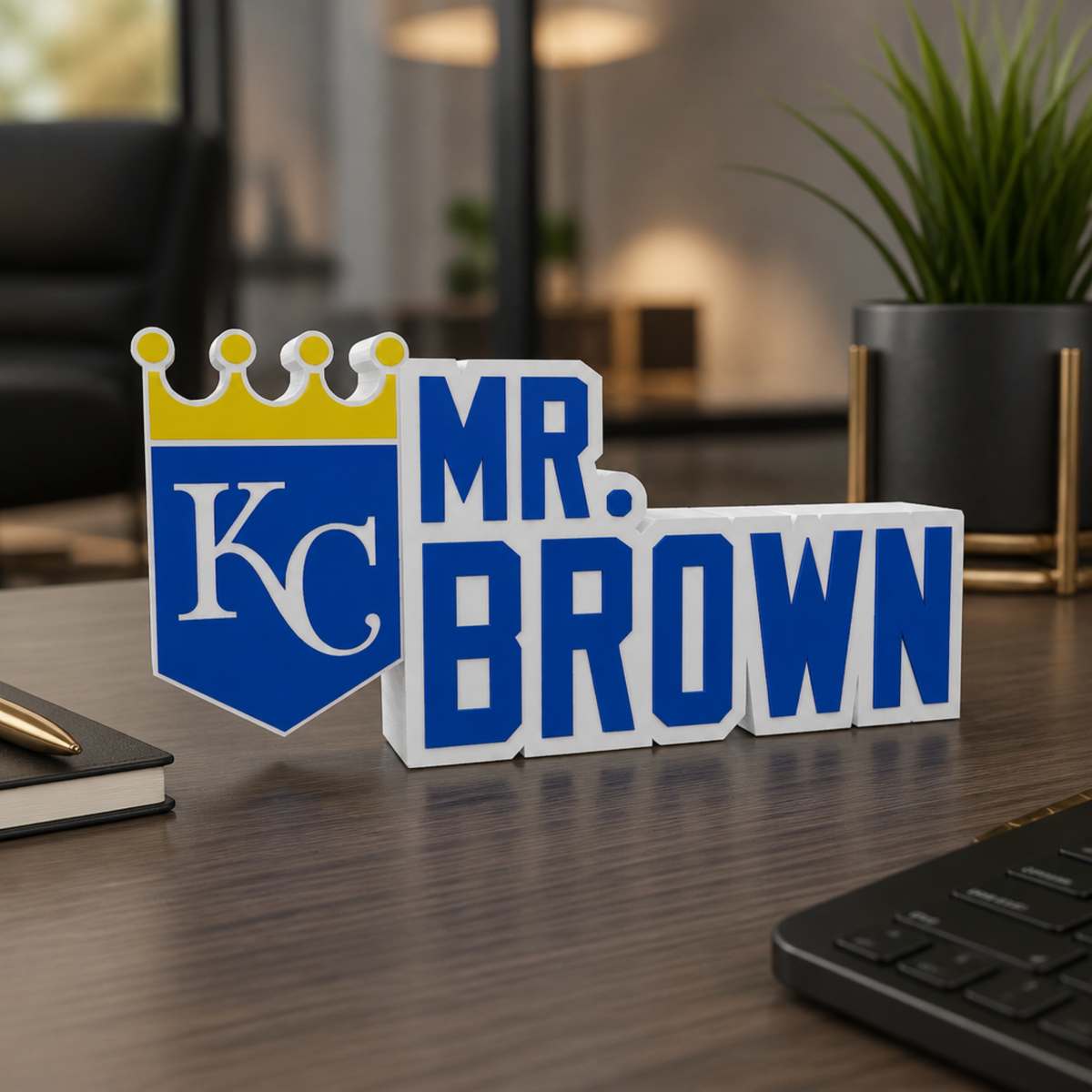 Personalized Kansas City Royals Baseball Desk Name Plate