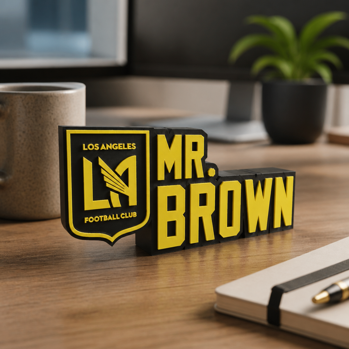 Personalized Los Angeles FC Soccer Desk Name Plate