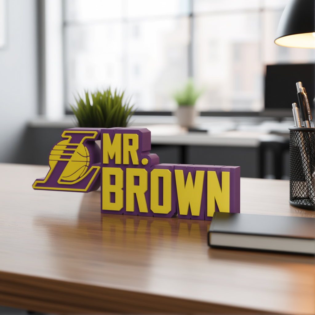 Personalized Los Angeles Lakers Basketball Desk Name Plate
