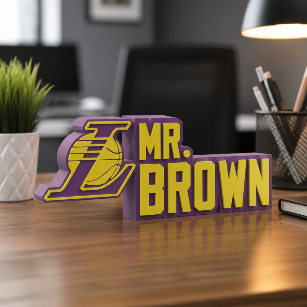 Personalized Los Angeles Lakers Basketball Desk Name Plate