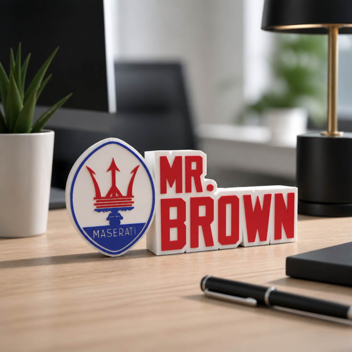 Personalized Maserati Desk Name Plate