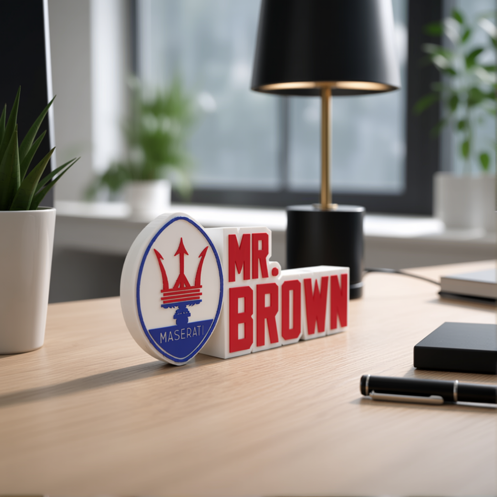 Personalized Maserati Desk Name Plate