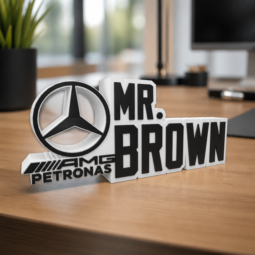 Personalized Mercedes F1 Team Desk Name Plate