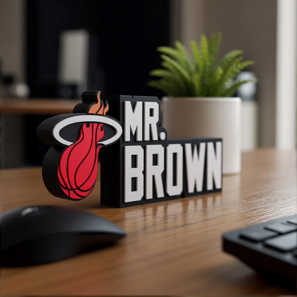 Personalized Miami Heat Basketball Desk Name Plate