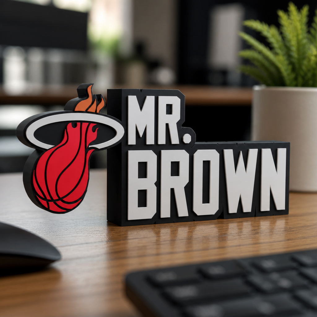 Personalized Miami Heat Basketball Desk Name Plate