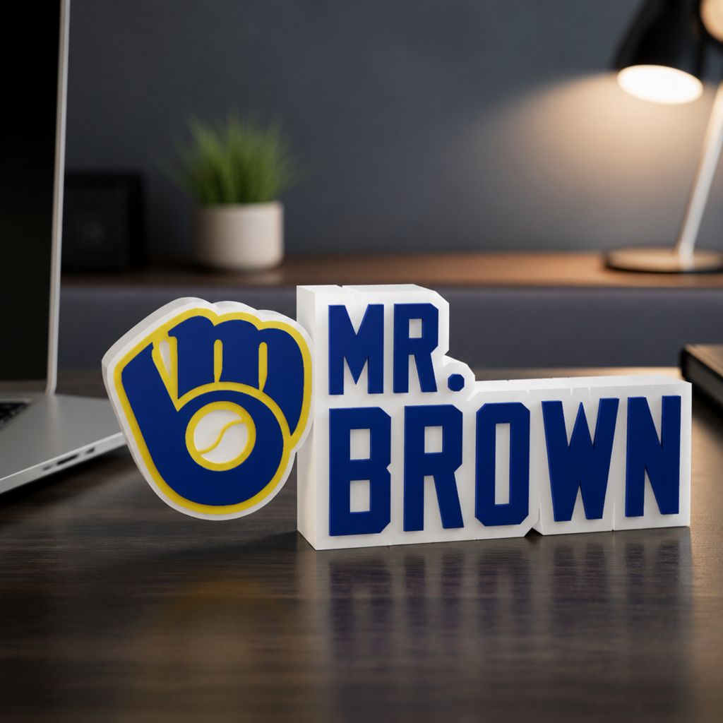 Personalized Milwaukee Brewers Baseball Desk Name Plate