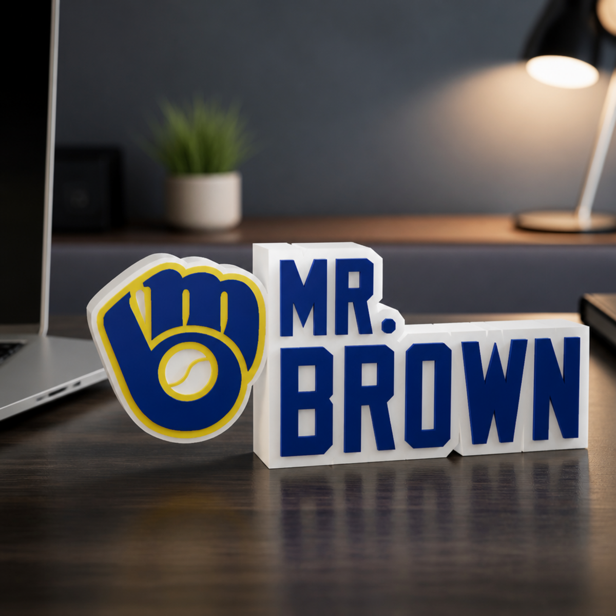 Personalized Milwaukee Brewers Baseball Desk Name Plate