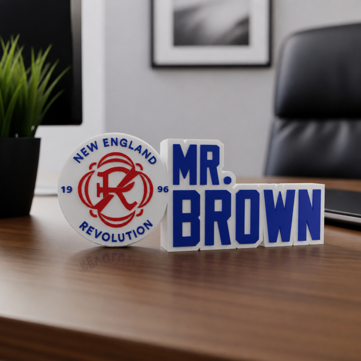 Personalized New England Revolution Soccer Desk Name Plate