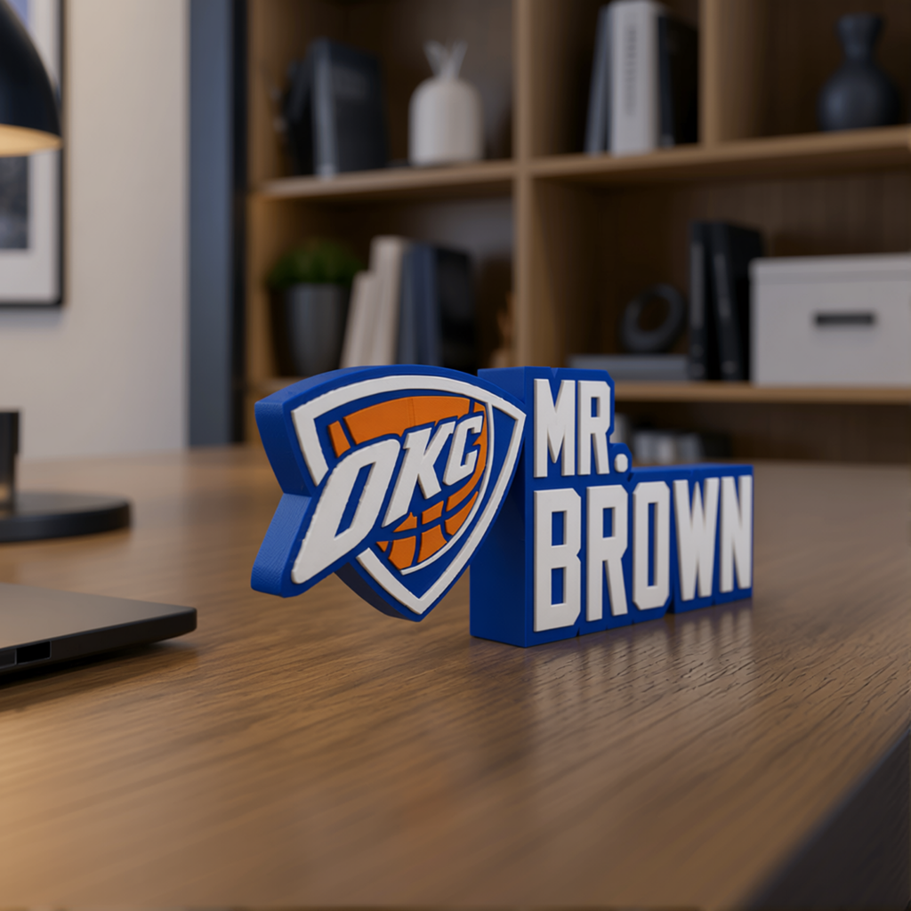 Personalized Oklahoma City Thunder Basketball Desk Name Plate