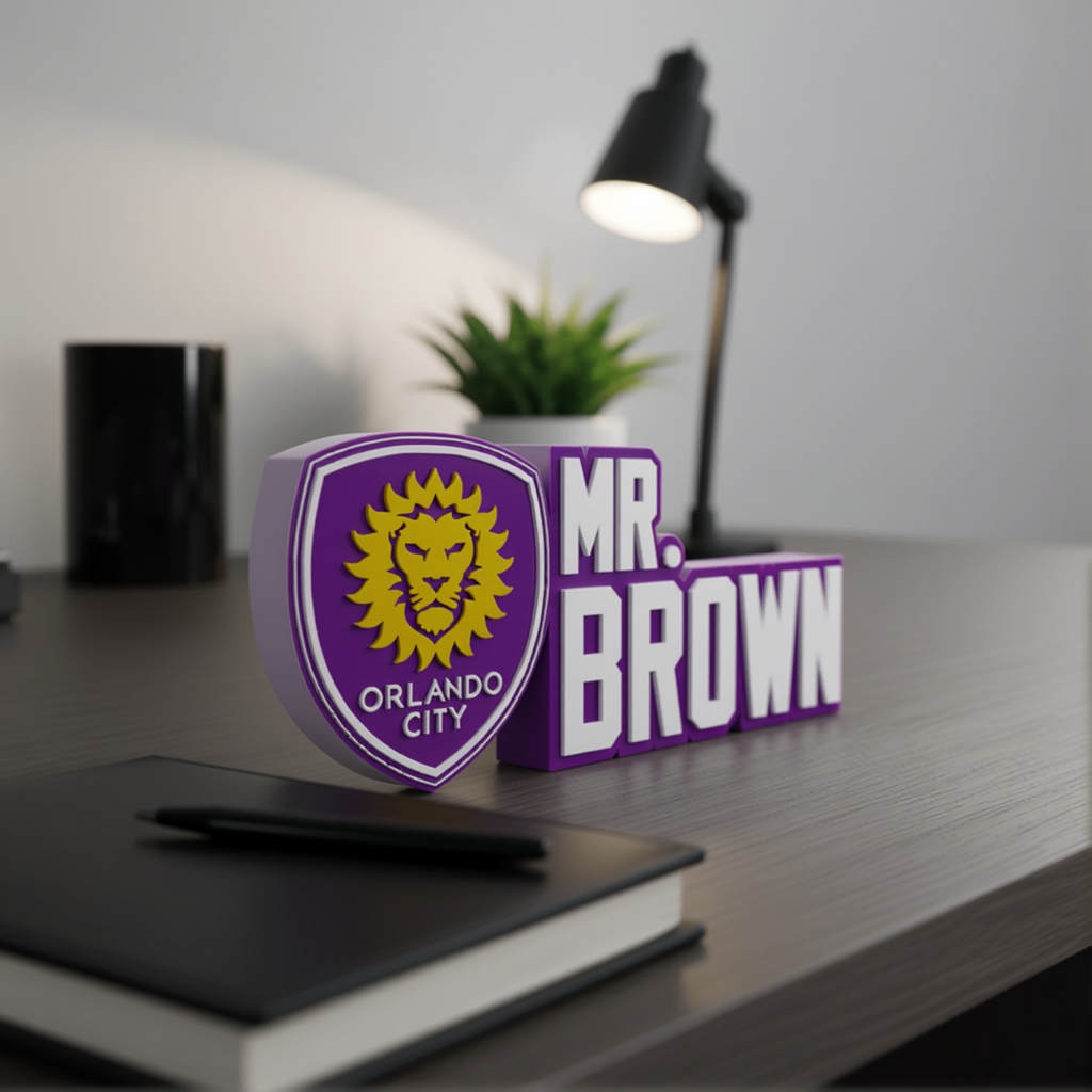 Personalized Orlando City Soccer Desk Name Plate