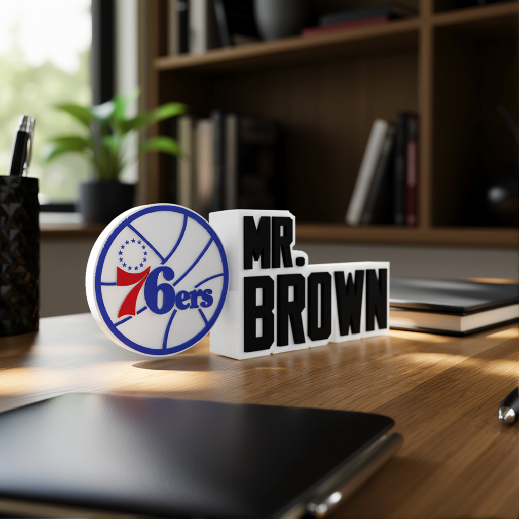 Personalized Philadelphia 76ers Basketball Desk Name Plate