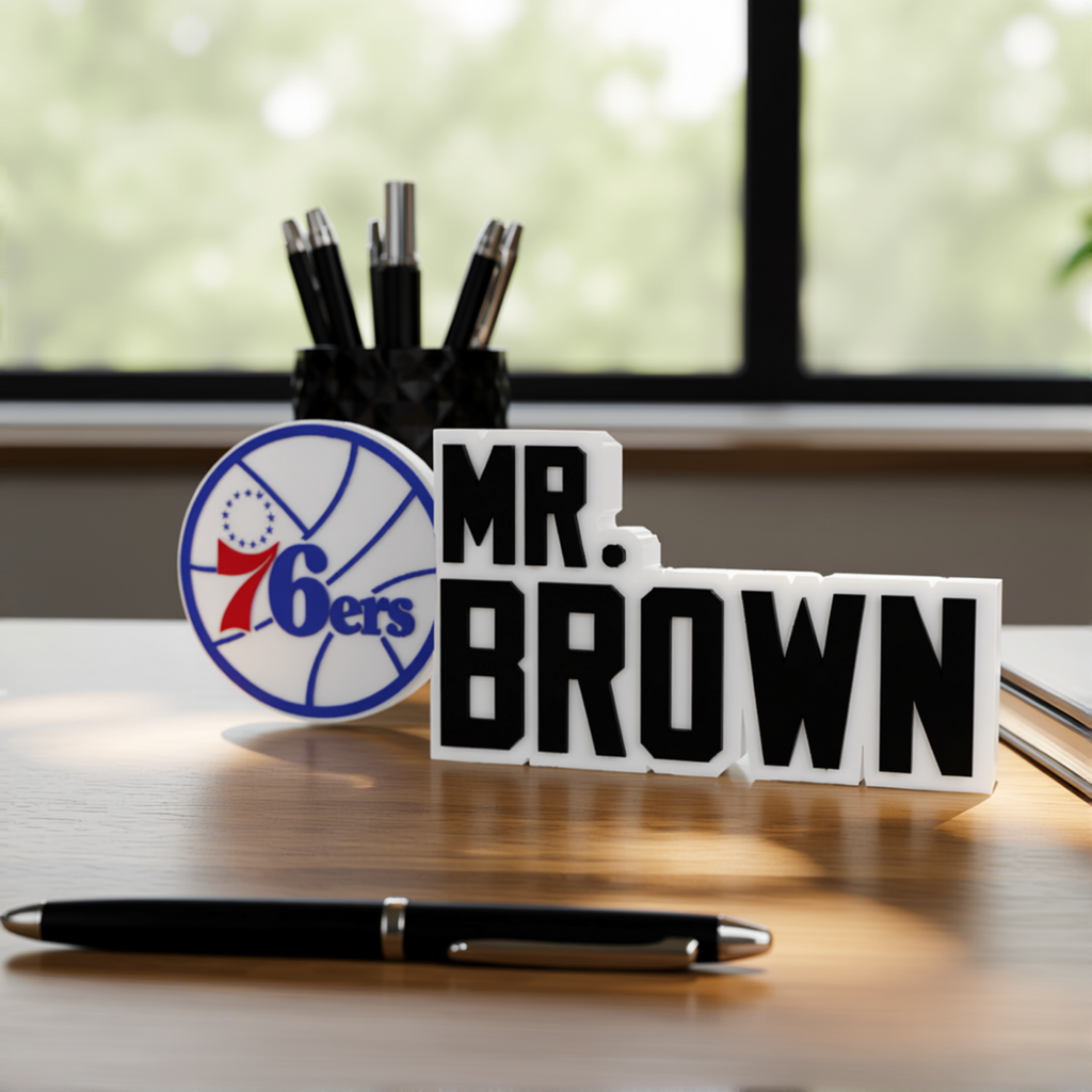 Personalized Philadelphia 76ers Basketball Desk Name Plate