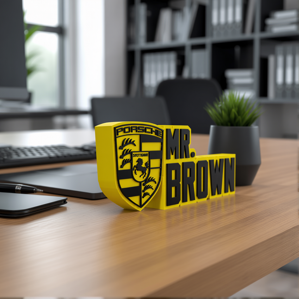 Personalized Porsche Desk Name Plate