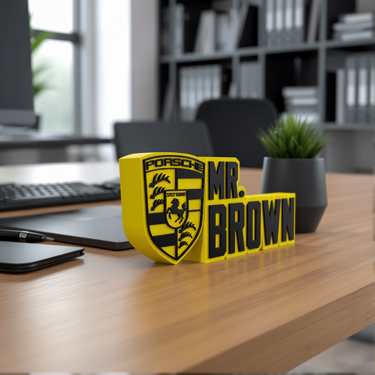 Personalized Porsche Desk Name Plate