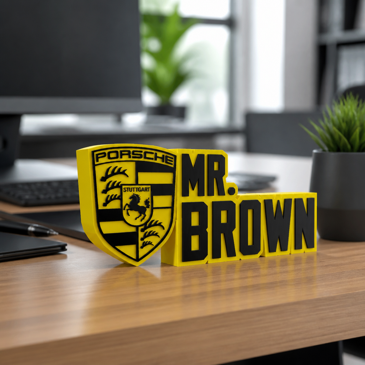 Personalized Porsche Desk Name Plate