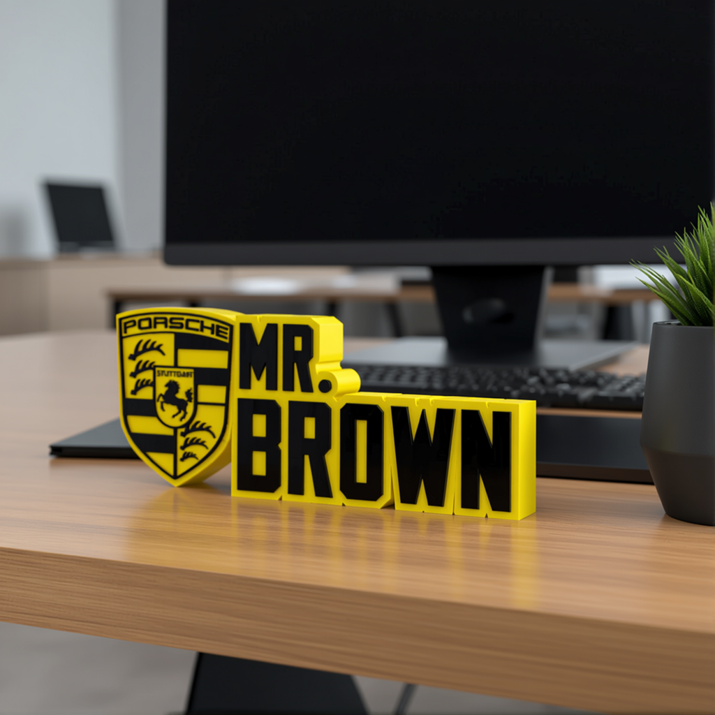 Personalized Porsche Desk Name Plate
