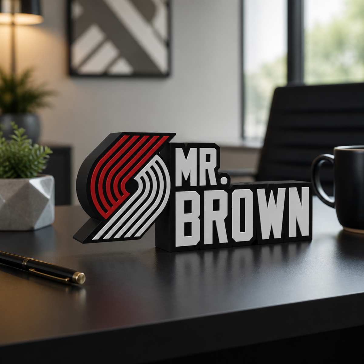 Personalized Portland Trail Blazers Basketball Desk Name Plate