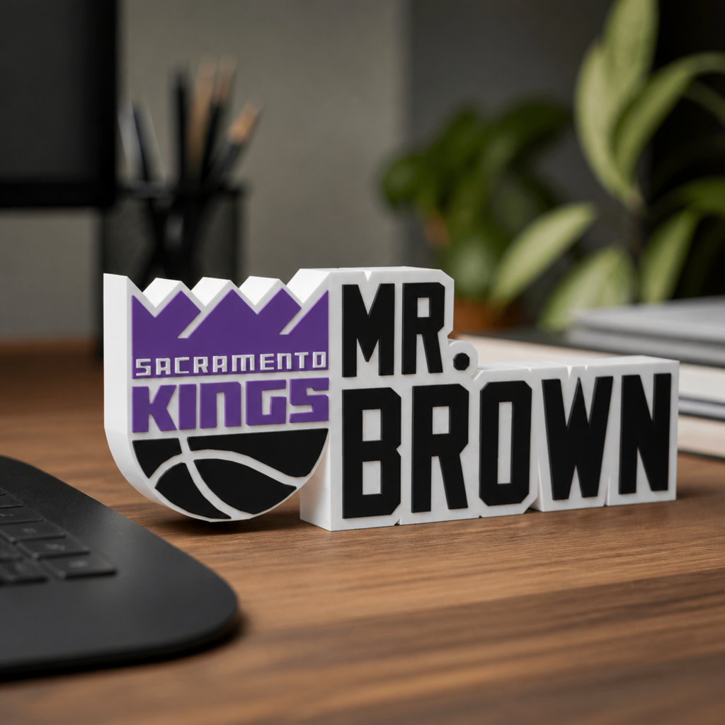 Personalized Sacramento Kings Basketball Desk Name Plate