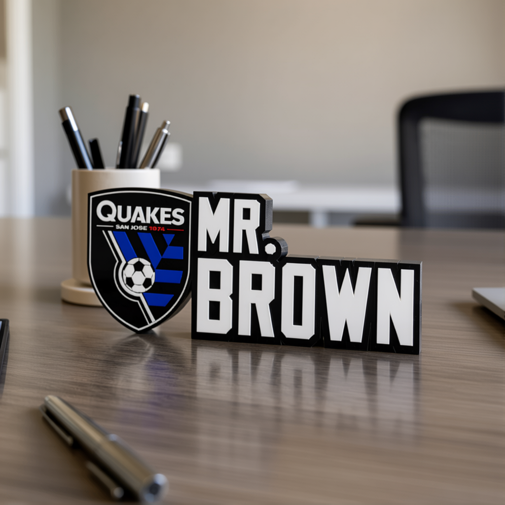 Personalized San Jose Earthquakes Soccer Desk Name Plate