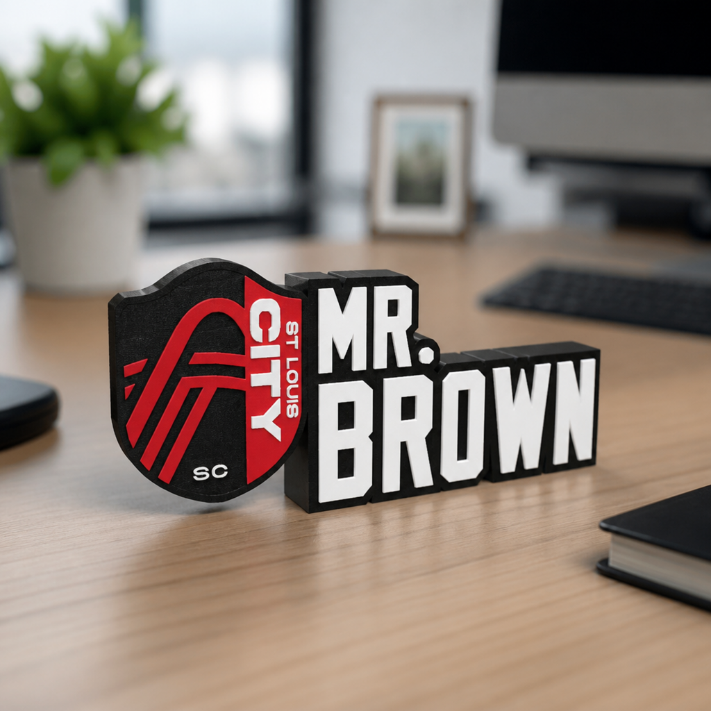 Personalized St. Louis City Soccer Desk Name Plate