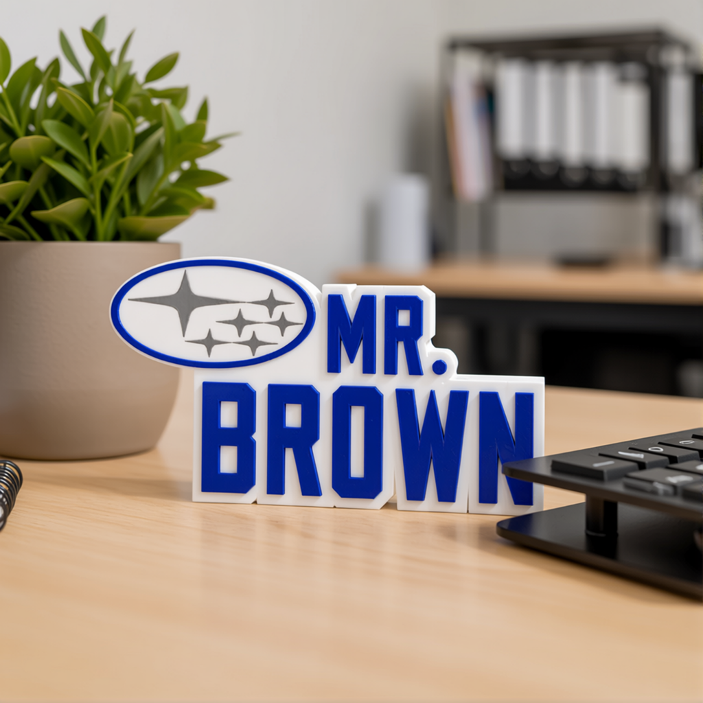 Personalized Subaru Desk Name Plate