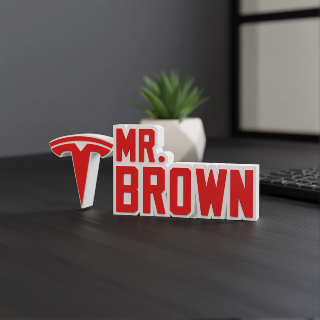 Personalized Tesla Desk Name Plate