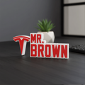 Personalized Tesla Desk Name Plate