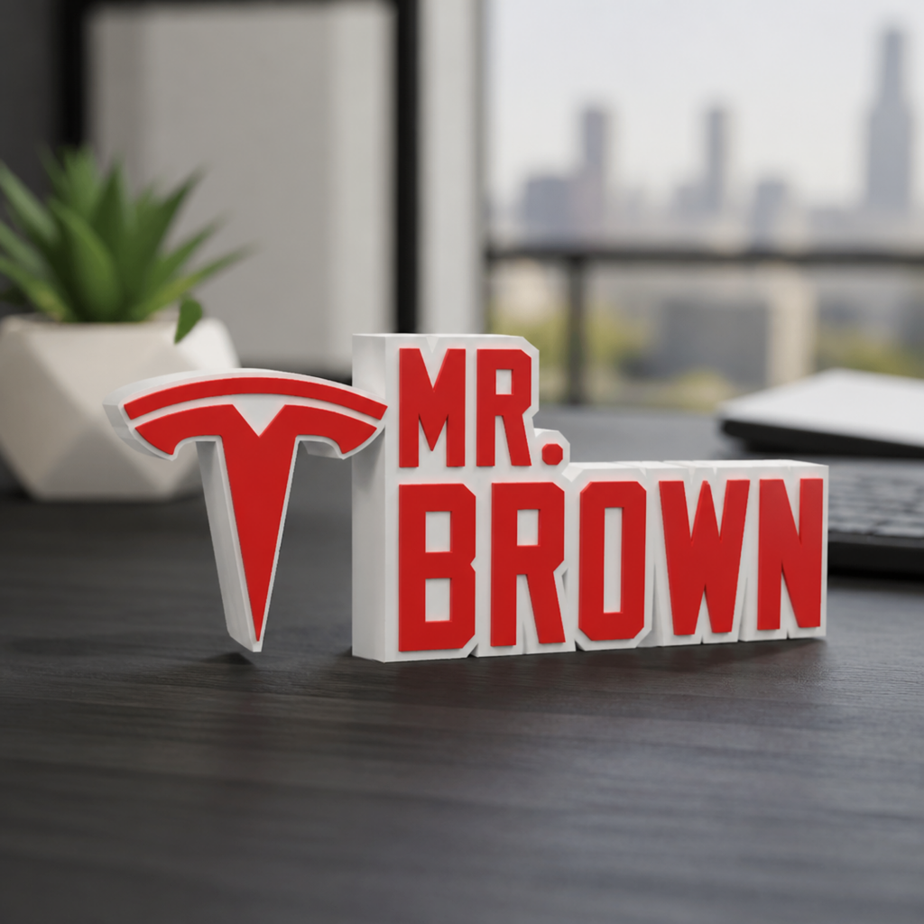 Personalized Tesla Desk Name Plate