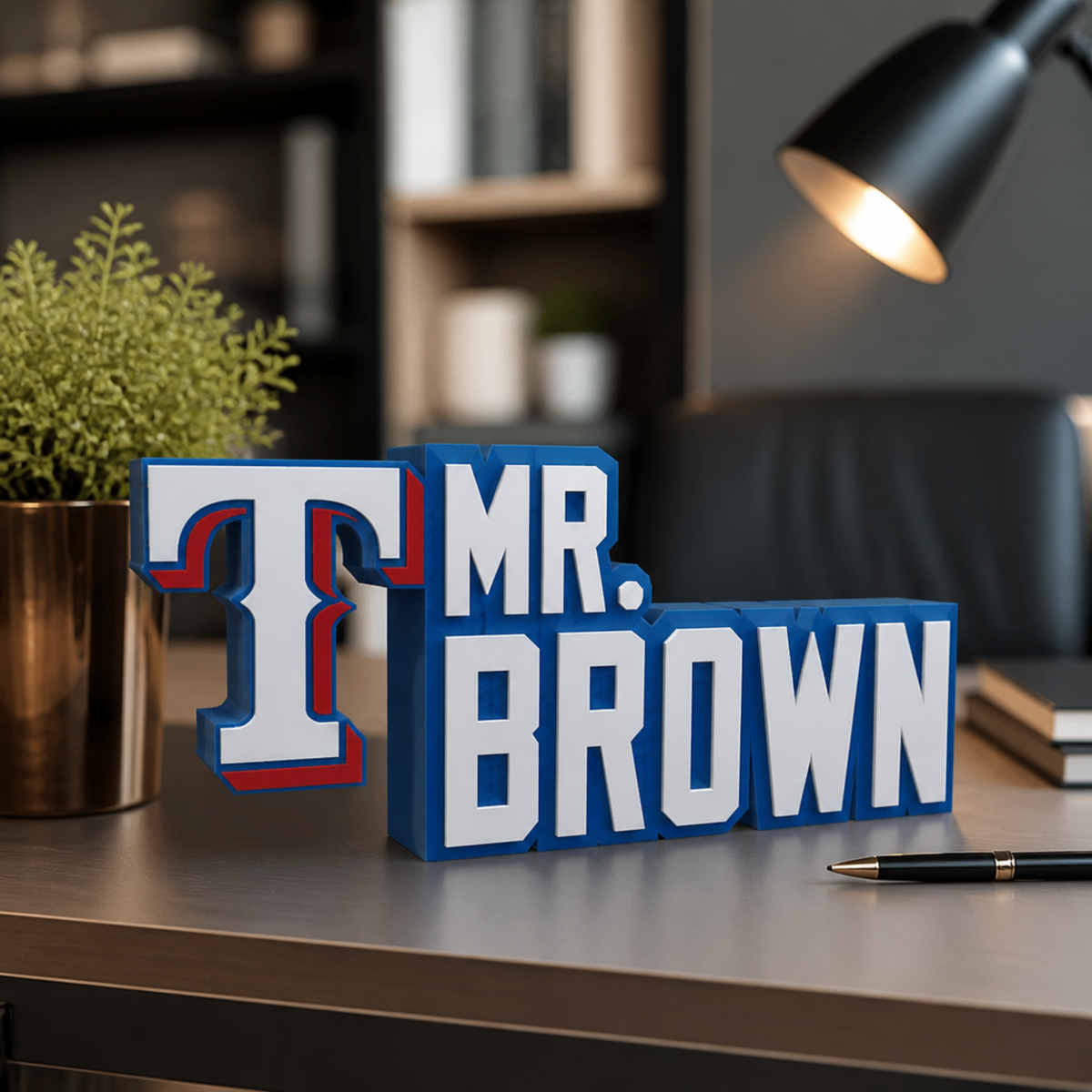 Personalized Texas Rangers Baseball Desk Name Plate