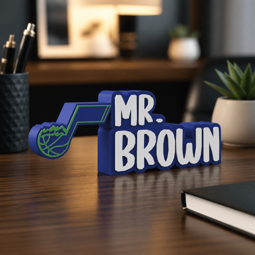Personalized Utah Jazz Basketball Desk Name Plate
