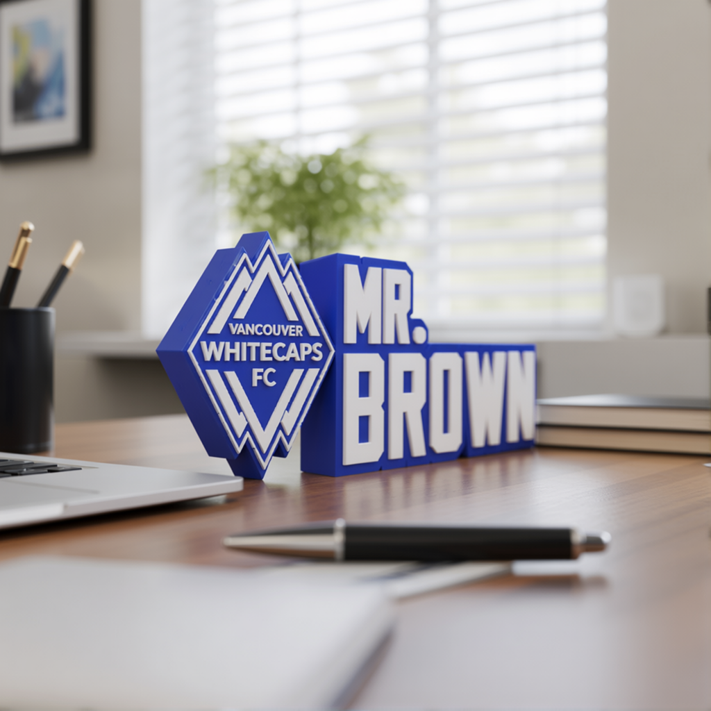Personalized Vancouver Whitecaps Soccer Desk Name Plate