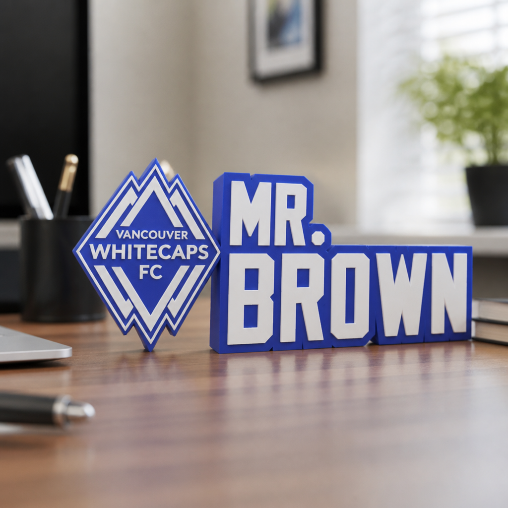 Personalized Vancouver Whitecaps Soccer Desk Name Plate