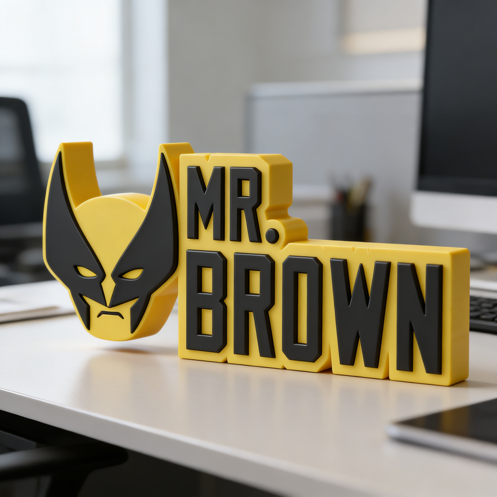 Personalized Wolverine Desk Name Plate