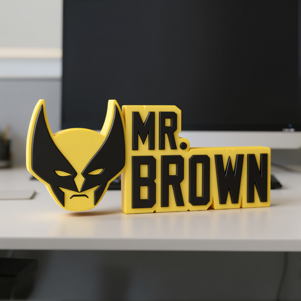 Personalized Wolverine Desk Name Plate
