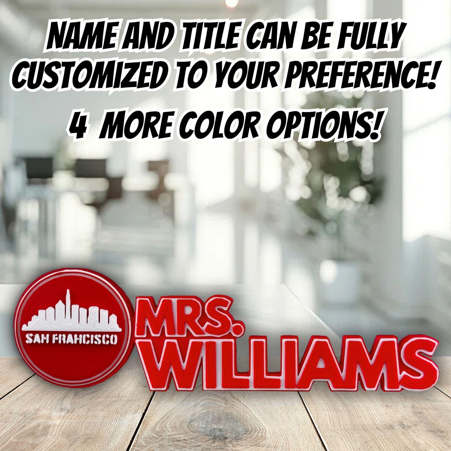 Personalized San Francisco Skyline Desk Name Plate, Desk Accessories, Coworker Gifts