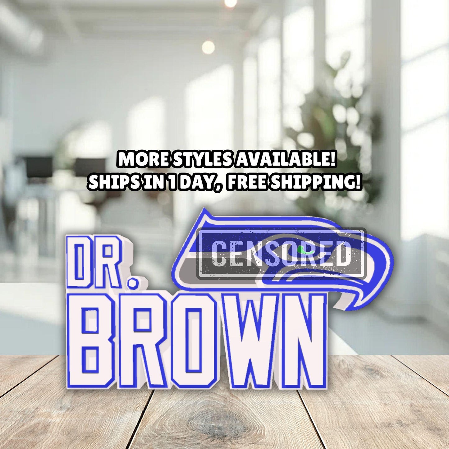 Personalized Seattle Seahawks Desk Name Plate, Teacher Desk Decoration, Office Accessories