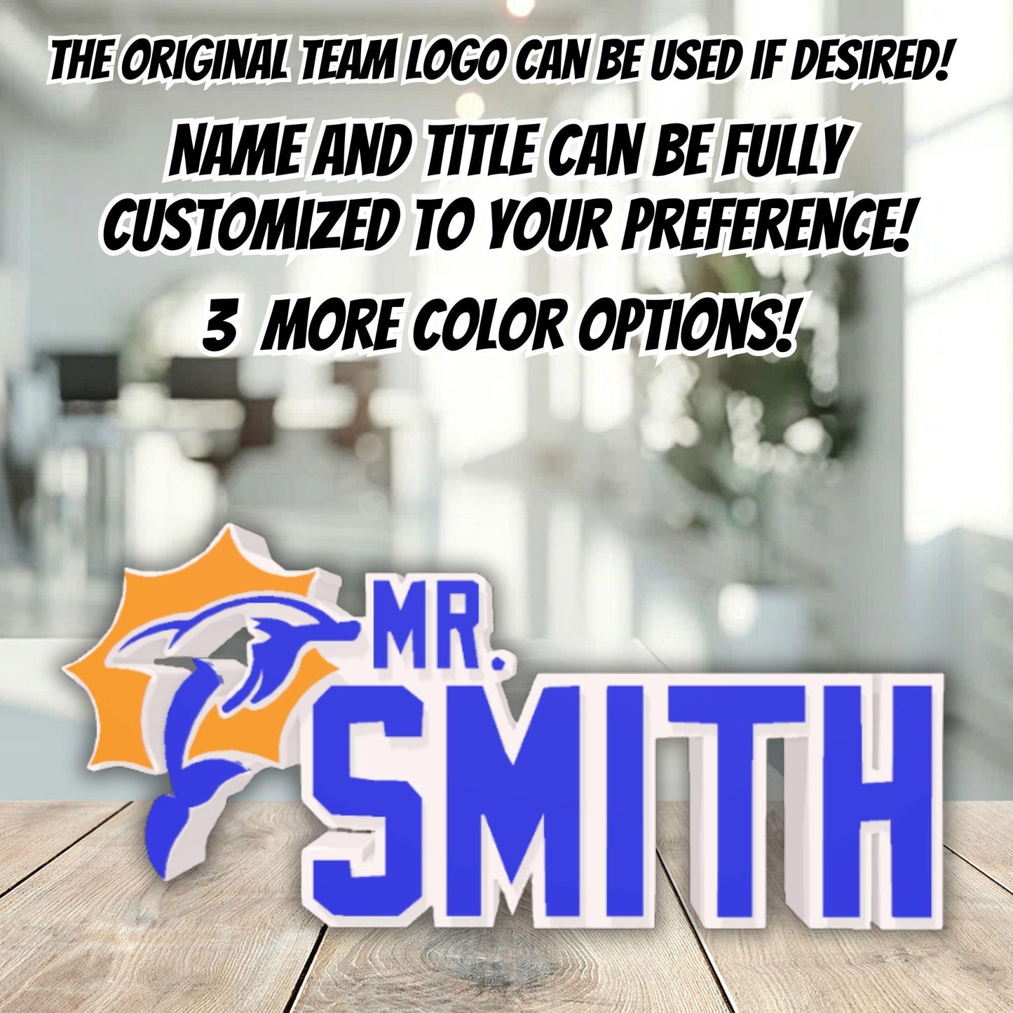 Personalized Miami Dolphins Desk Name Plate, Teacher Name Plaque