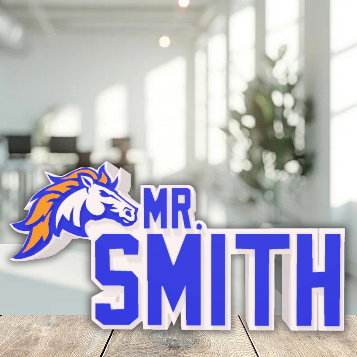 Personalized Denver Broncos Desk Name Plate, Custom Teacher Gift, Desk Plaque, Unique Boss Decor