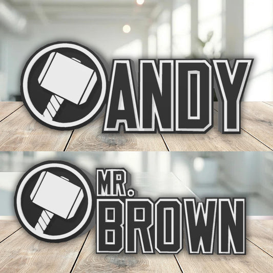 Thor Desk Name Plate, Teacher Desk Decor, Boss Nameplate