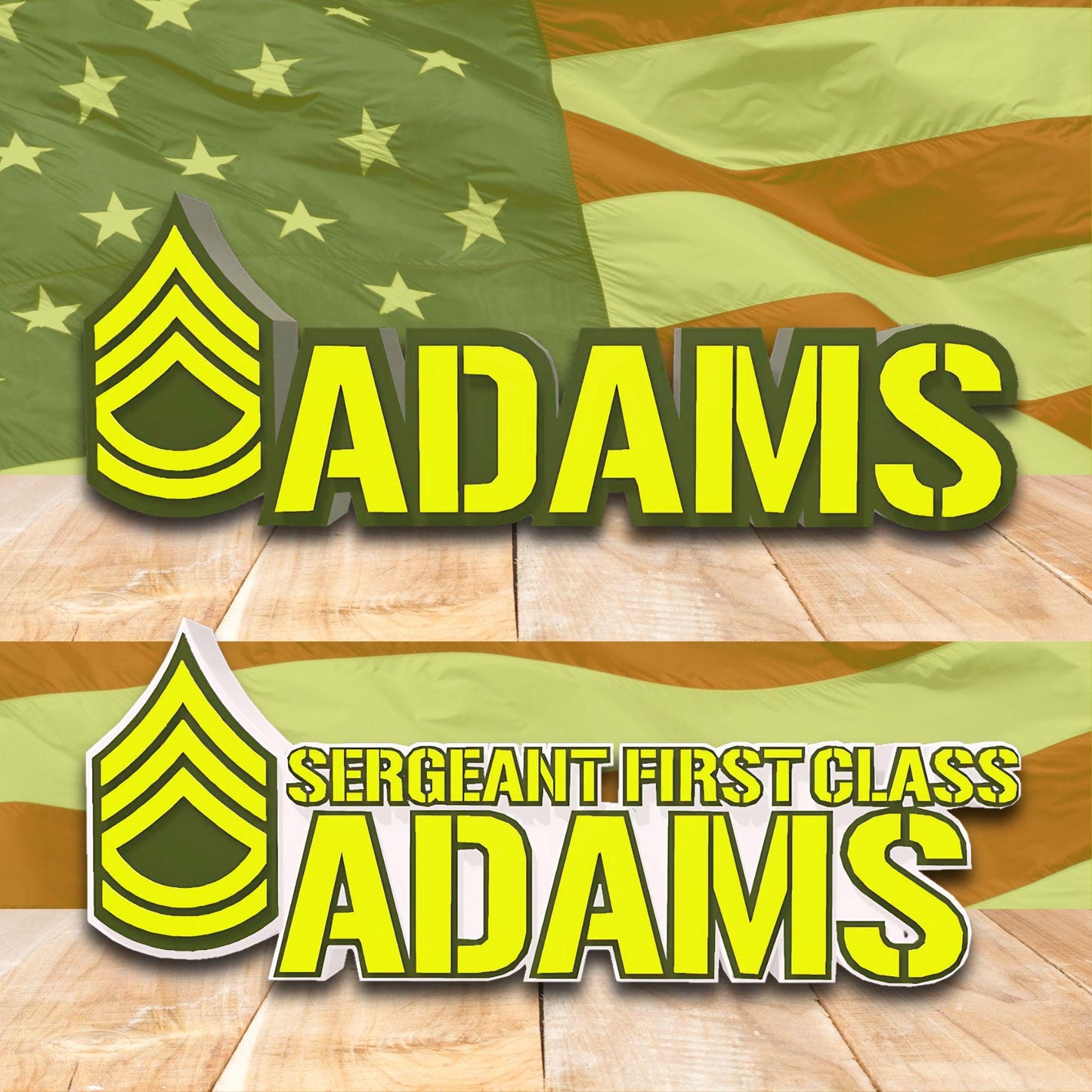 Personalized Army Sergeant First Class Rank Plaque, SFC Desk Name Plate