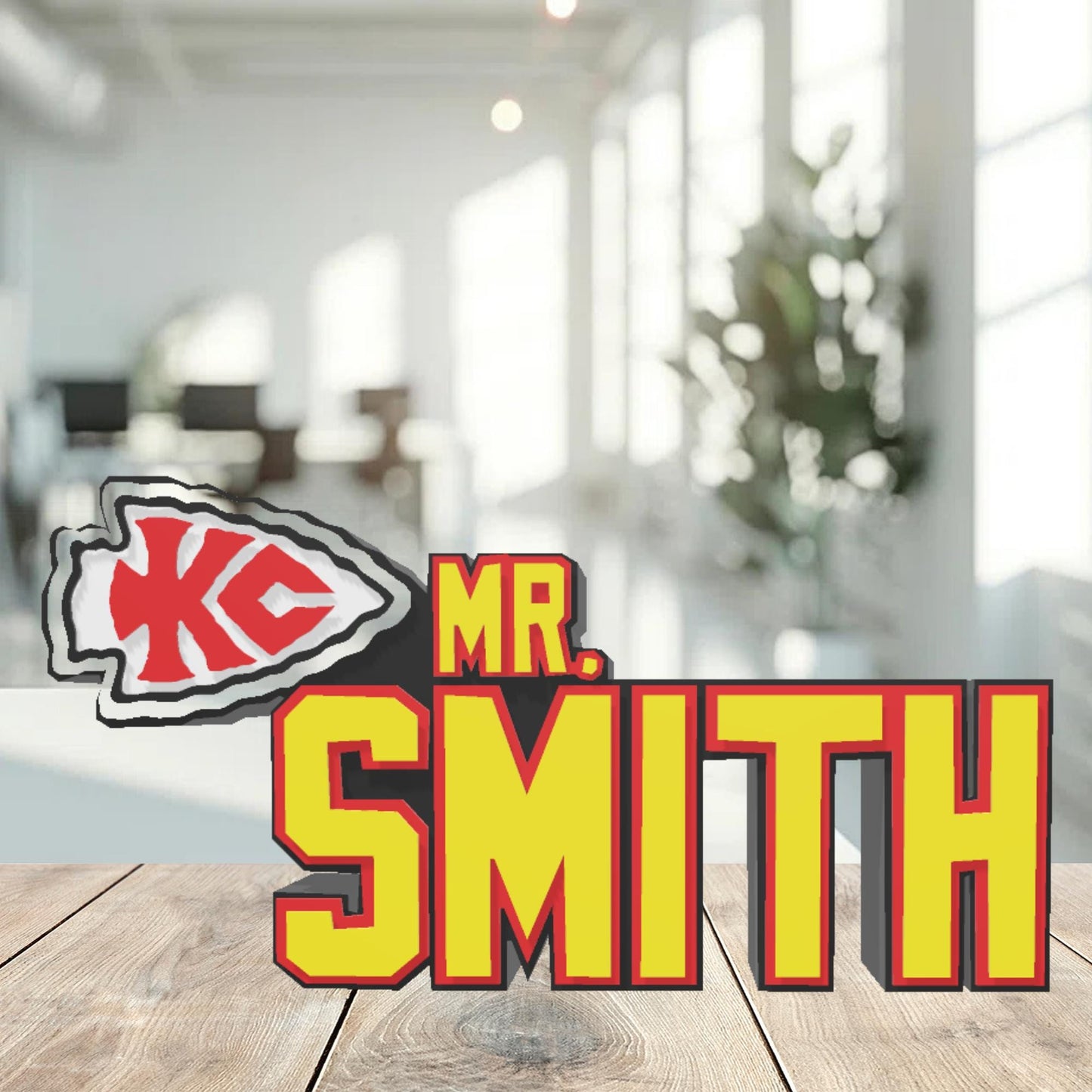 Personalized Kansas City Chiefs Desk Name Plate, Teacher Plaque, Coworker Gift, Teacher Classroom Decoration