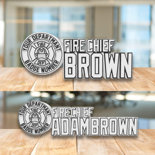 Personalized Fire Chief Desk Name Plate: Custom Fire Department Gift