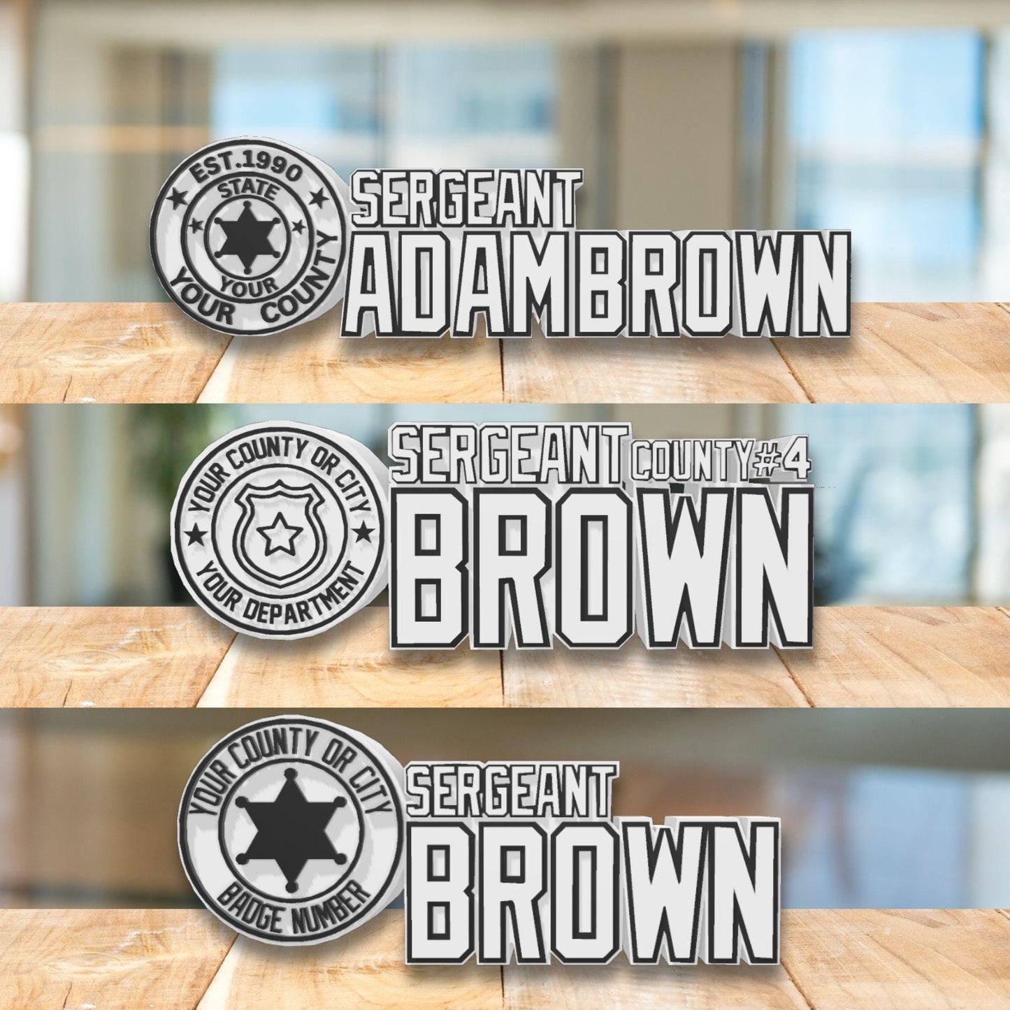 Personalized Police Sergeant Desk Name Plate: Custom Law Enforcement Gift