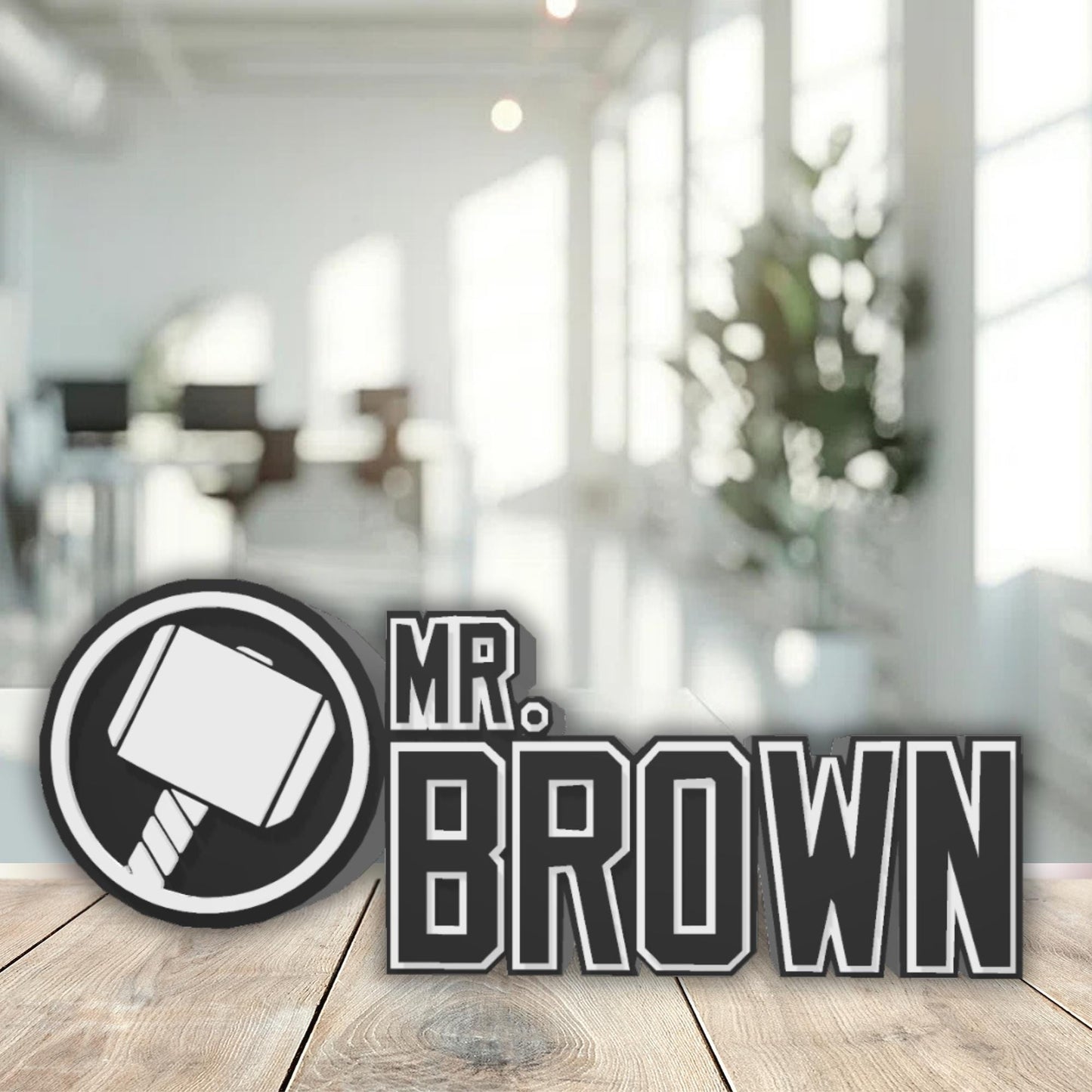 Thor Desk Name Plate, Teacher Desk Decor, Boss Nameplate