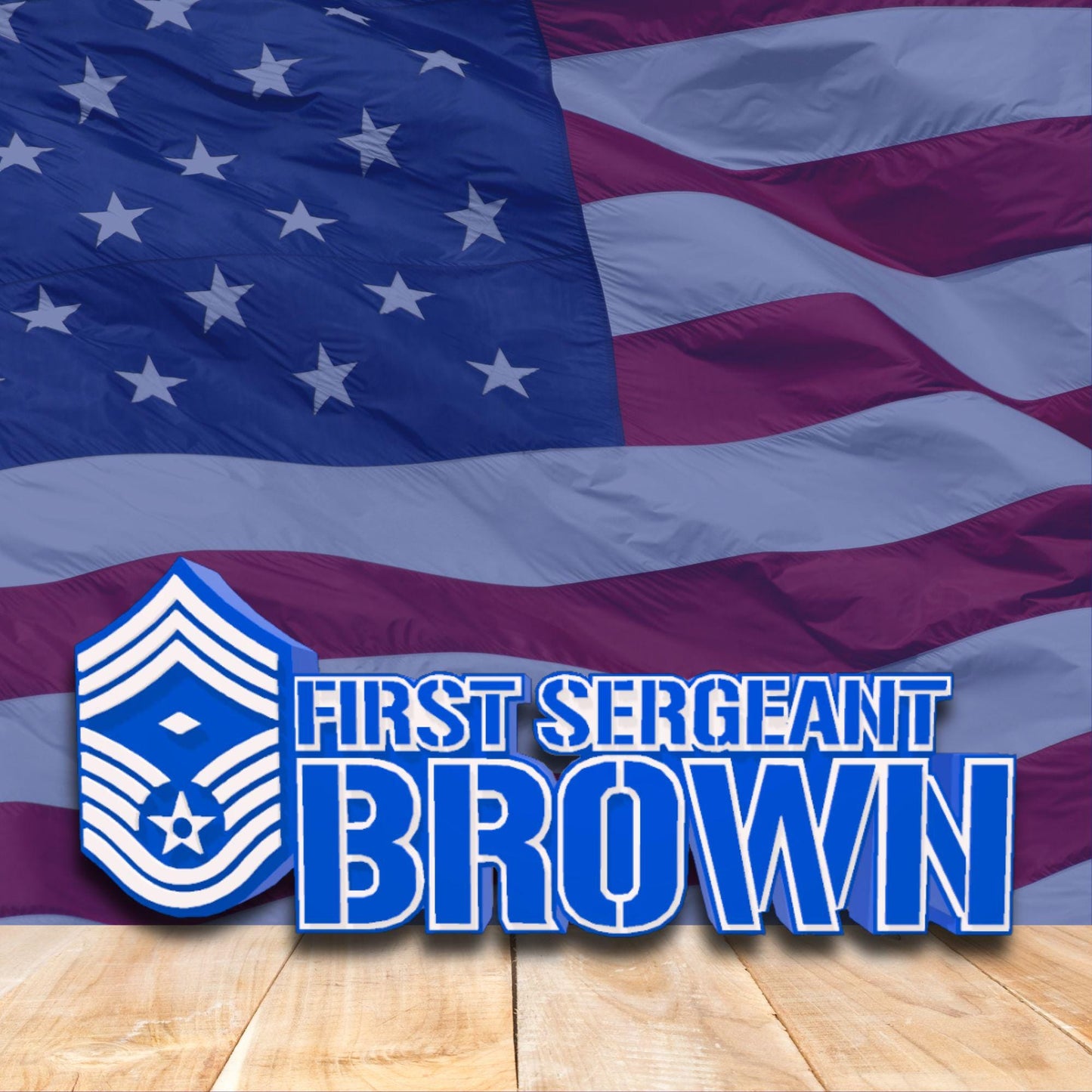 Personalized USAF First Sergeant E-9 Desk Name Plate, Military Retirement Gift, Promotion Gift