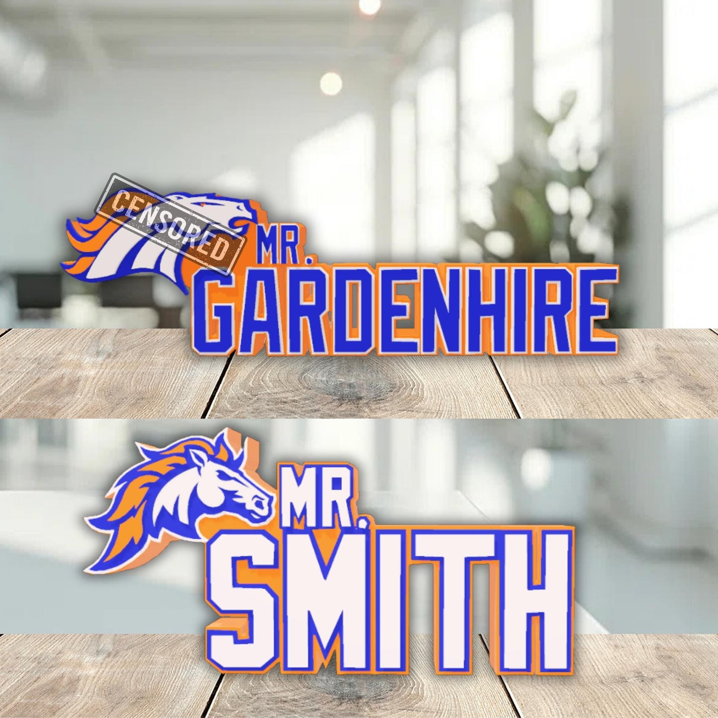 Personalized Denver Broncos Desk Name Plate, Custom Teacher Gift, Desk Plaque, Unique Boss Decor