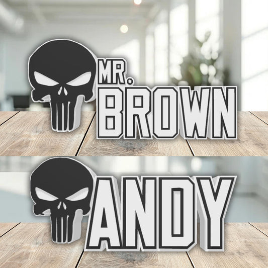 Punisher Desk Name Plate, Custom Desk Name, Unique Office Decoration, Teacher Gift